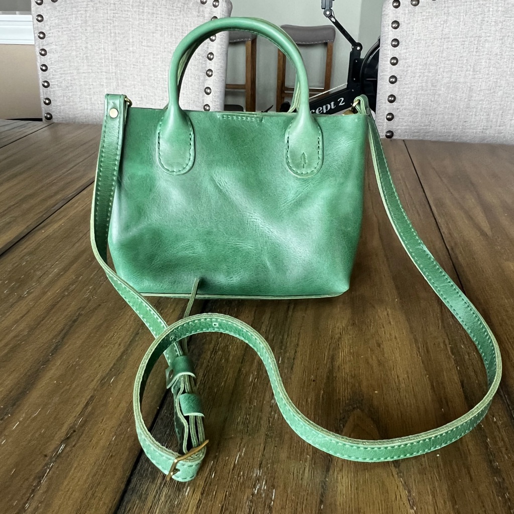 Green Leather Crossbody Tote - Portland Leather